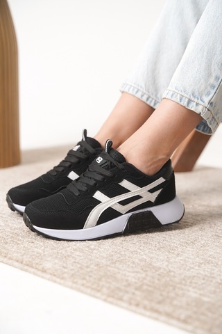 Garantili D0120 Günlük Ortopedik Kadın Sneaker Spor Ayakkabı Siyah-beyaz