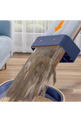 Evefix Yeniden Kullanılabilir Tekerlekli Kovalı Kendinden Sıkmalı Mikrofiber Islak Ve Kuru Zemin Temizleme Mop Seti