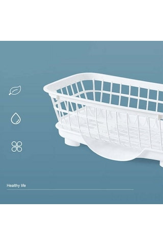 Skycity Plastik Fırça Kurutma Rafı, Ayırılabilir Su Toplama Tabanı Ve Hareketli Çatal Kaşık Kabı İle Mutfak Tabakları İçin Su Filtre Aleti Beyaz