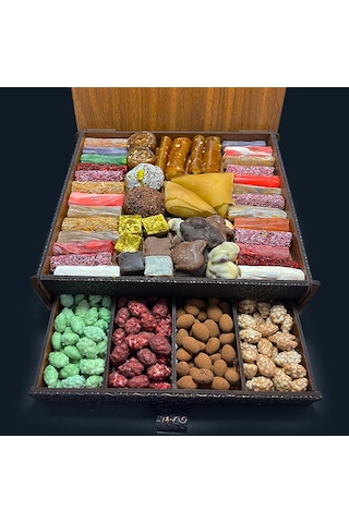 Meykuru Hediyelik Kişiye Özel Karışık Çekmeceli Ahşap Kutu 3 KG