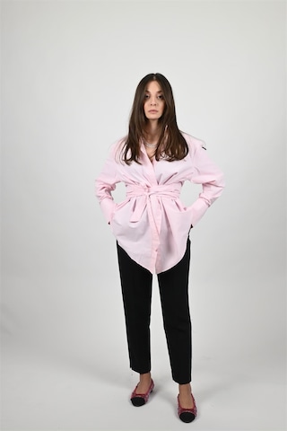 Lemajh Kuşaklı Poplin Pembe Gömlek-pembe Pembe