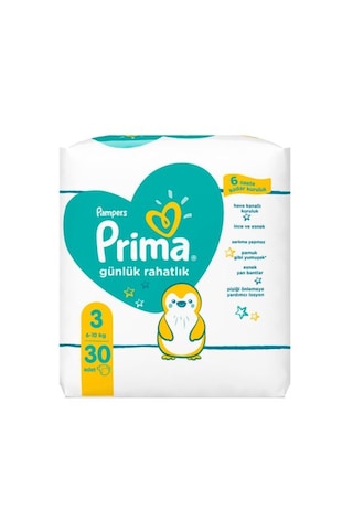 Prima Pampers Günlük Rahatlık Bebek Bezi 6-10 KG 3 Beden 30 Adet