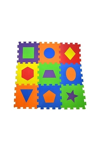 Eva Puzzle Oyun Matı Minder 7mm Geometrik Şekiller 33x33cm 9 Adet
