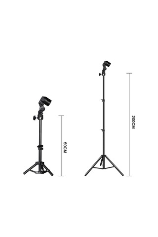 Folinda Fotoğrafçılık Ve Canlı Yayın Işık Ayracı - E27 Ampul Başı, 50cm/200cm Seçenekli Tripod Siyah, L6568-l6575 İle Uyumlu