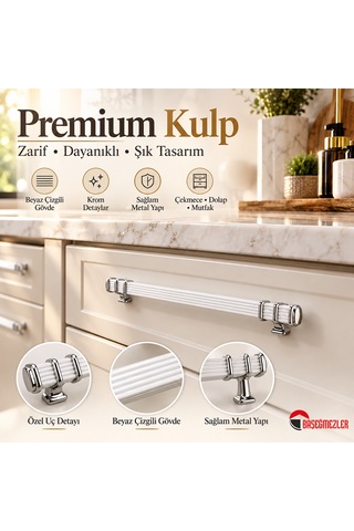 Haskan Kemer Kulp Krom/beyaz 128 Mm Krom - Beyaz