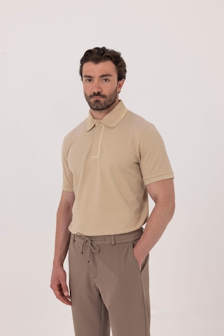 Sabri Özel Bej %100 Pamuk Bisiklet Yaka Düz Renk Basic T-shirt