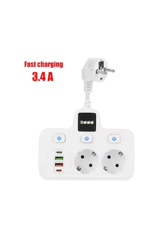 Vtn-503 Akım Korumalı Duvar Tipi Priz 2x Usb 2x Priz Typce 20w Diğer