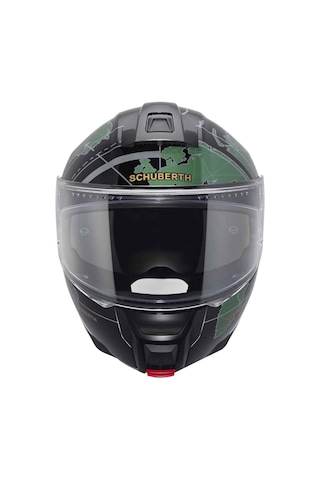 Schubert C5 Globe Green Çene Açılır Motosiklet Kask Siyah - Yeşil