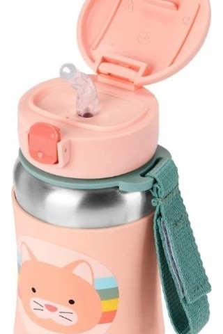 Skip Hop Zoo Pipetli Paslanmaz Çelik Suluk 350 Ml Kedi Çok Renkli