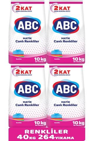 Abc Matik Toz Çamaşır Deterjanı 40Kg (4PK*10KG) Canlı Renkler