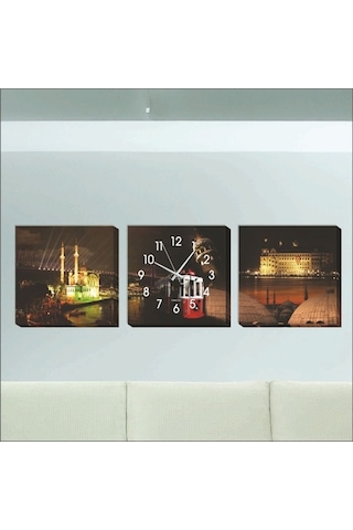 Istanbul Ve Gece Kanvas Tablo Duvar Saati