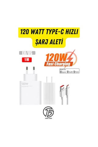 120 Watt Turbo Hızlı Şarz Aleti Adaptör Ve Kablo Seti Type-c Samsung Galaxy Note 8 Uyumlu