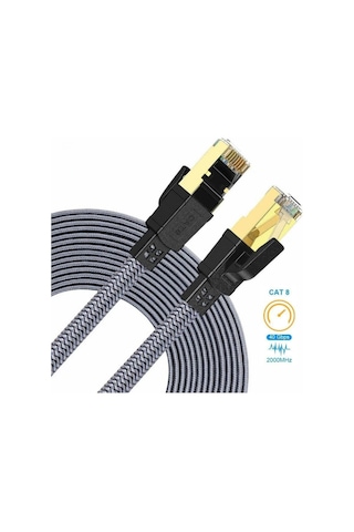 Hi Link Flat Örgülü Cat8 3 Metre Ethernet Kablo Yüksek Hızlı 40gbps 2000mhz Ethernet Kablosu Fk0803