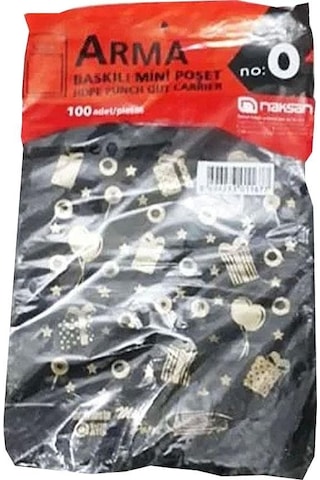 Arma Baskılı Mini Blok Poşet Torba No: 0 Siyah 100'lü 20 x 30 CM