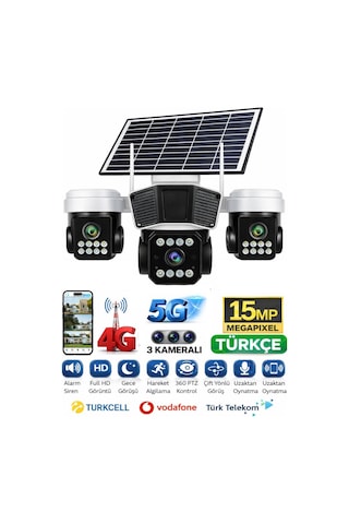 Rx95g Solar Güvenlik Kamerası Türkçe 4g Sim Kartlı Ptz Hareketli Gece Görüşlü Güneş Panelli Kamera