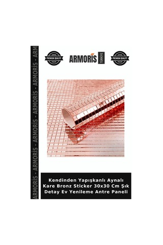 Kendinden Yapışkanlı Aynalı Kare Bronz Sticker 30x30 Cm Şık Detay Ev Yenileme Antre Paneli Çok Renkli