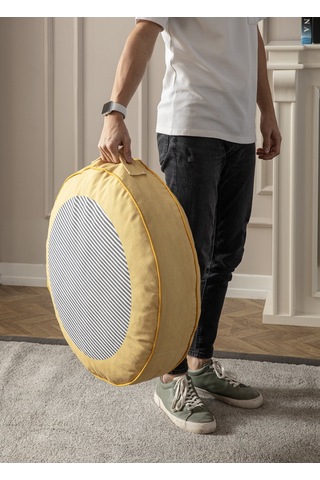 Yuvarlak Şeritli Puf Minder, 60x60cm