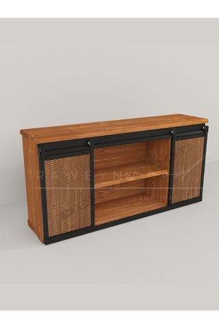 Raweyn Genus Doğal Ahşap Sürgülü Konsol 230cm Açık Ceviz