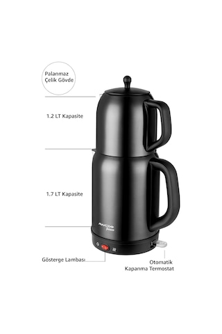 Awox Fresco 2'si 1 Arada Paslanmaz Çelik 1.7 L Çay Makinesi Su Isıtıcı