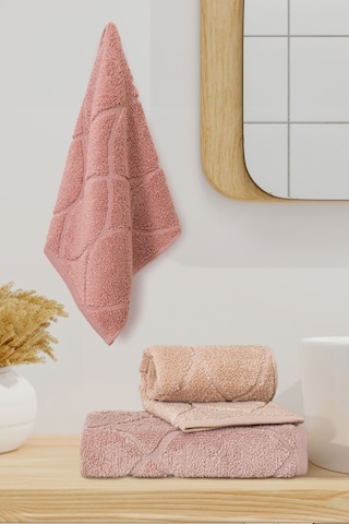 Varol Voli Serisi Micro Cotton 30x50cm 3 Lü Havlu Seti V1/30x503adet Gül Kurusu