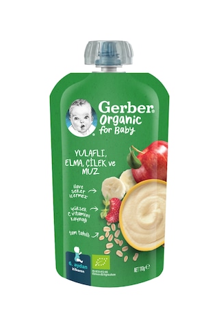 Organik Yulaflı Elma Çilek ve Muz Püre 110 G 5'li Set