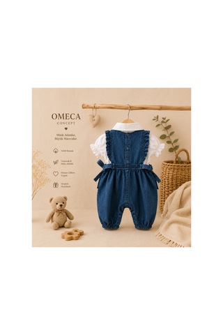 Omeca Concept Kız Bebek Denim Tulum Ve Gömlek Takımı Lacivert