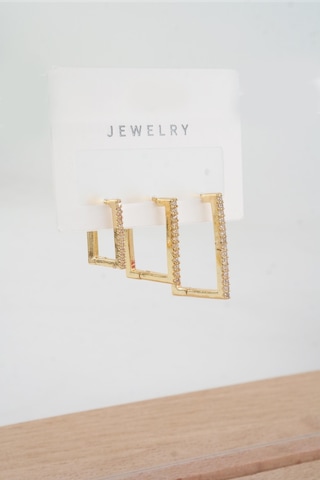 Byzeynaaksesuar Kadın Özel Tasarım Zirkon Taşlı 3'lü Minimal Küpe 0020 Çok Renkli