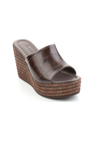 Bambi Kahve Kroko Kadın Terlik K04936559911 Kahverengi