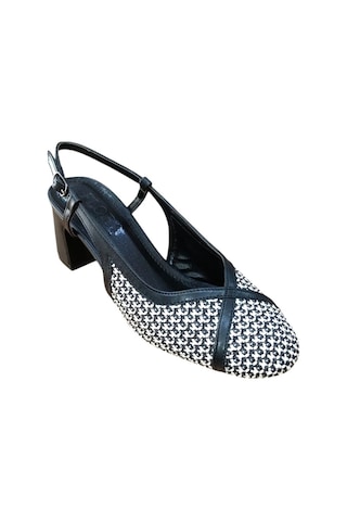 Flora 3011 Kadın Hasır Kalın Topuklu Arka Açık Ayakkabı Siyah Siyah