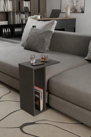 Alpa Ev Mobilya C Tasarım Koltuk Yanı Sehpa, Kitaplıklı Modern Laptop & Kahve Sehpası, Orta Sehpa Antrasit
