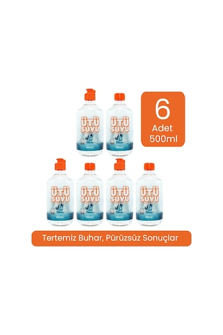 Distile Edilmiş Saf Ütü Suyu 6 Adet 500 Ml Zahmetsiz, Kolay Ve Hızlı Ütüleme %0 Kimyasal