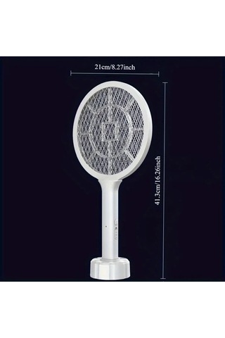 Boatshop1 Usb Şarj Edilebilir Beyaz El Tipi Sivrisinek Raketi Led Gece Lambalı Çift Modlu Elektrikli Böcek Öldürücü Ev Ofis Bahçe İçin