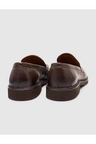 Cabani Hakiki Deri Kahverengi Erkek Klasik Loafer Ayakkabı Kahverengi