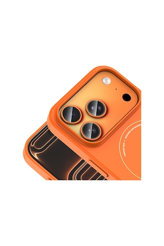 Maks Technology Apple Uyumlu iPhone 18 Pro Kılıf M-safe Şarj Özellikli Kamera Korumalı Mkst Elio Sert Pc Kapak - Turuncu