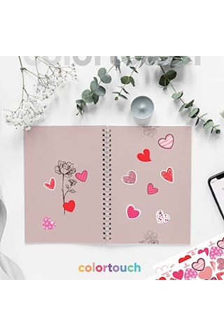 Colortouch Kalpli Çıkartmalar - Hediyelerinizi Süslemek Ve Paketlemek İçin Yüksek Kaliteli Çıkartmalar - 112 Adet Farklı Boyutlarda Ve Farklı Formlarda Çıkartmalar