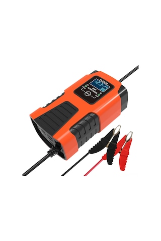 Symbee 6v-12v 2a Otomobil Motosiklet Akülü Şarj Cihazı, Akıllı 3 Aşamalı, Lcd Ekranlı, Çoklu Güvenlik Korumalı Kırmızı