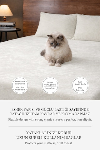 Süper Yumuşak Flanel Kadifemsi Peluş Lastikli Fitted Çarşaf Seti Kaymaz Tek/çift Kişilik Krem