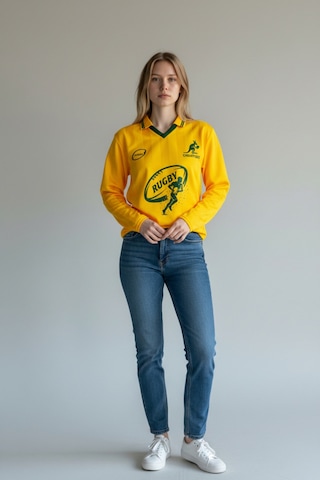 Urbantrendstore Rugby Tasarımlı Günlük Rahat Kullanım Casual Tişört Sarı Uzun Kol