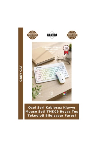 Özel Seri Kablosuz Klavye Mouse Seti Tmk09 Beyaz Tuş Teknoloji Bilgisayar Faresi Diğer