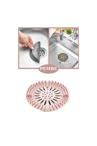 Flosoft Süzgeçli Lavabo Banyo Küvet Tıkacı, Yuvarlak Evye Küvet Banyo Gider Kapağı Pembe