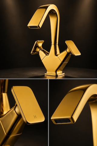 Fontana Fk-1012 Altın Lavabo Bataryası Şık Modern Tasarım Gold Batarya