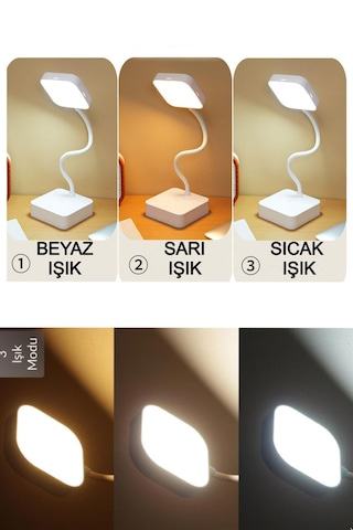 Petrıx 1954 Şarjlı Dımerlı 20 Led 3 Renk Masa Lambası Beyaz