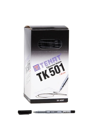 Temat Tk 501 Siyah Tükenmez Kalem 1 MM 50'li Paket