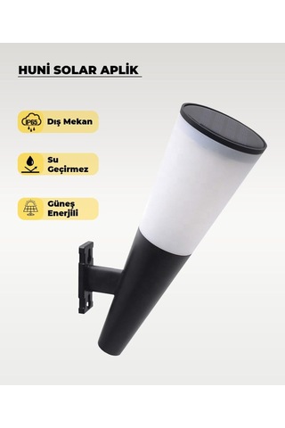 Ac Aydınlatma 8w Huni Solar Duvar Aplik - 3 Renk Işık - Animasyonlu