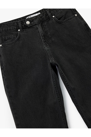 Koton Pamuklu Normal Bel Düz Paça Jean Pantolon - Straight Fit Jean Siyah 5wal40047md Siyah