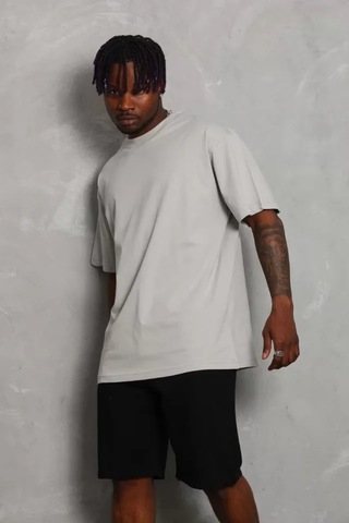 Veraura Lifestyle Unisex Oversize Düz Bisiklet Yaka T-shirt - Gri