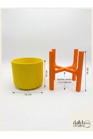 2 Renkli Ayaklı Saksı-modern Tarzlı Dekoratif Saksı-çiçek Ve Bitki Saksısı Sarı