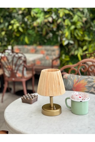 Rafya&hasır Masaüstü Led Kablosuz Pilli Eskitme Gold Saçaksız Eskitme Gold