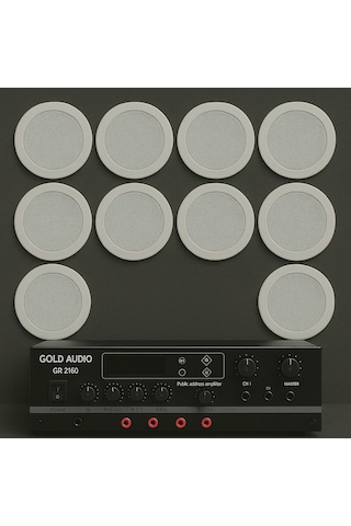 Luxury, 10 Adet Hoparlör 1 Adet Anfi, Asma Tavan Ses Sistemi, Alçıpan Tavan Ses Sistemi, Mağaza Ses Sistemi 16 Cm