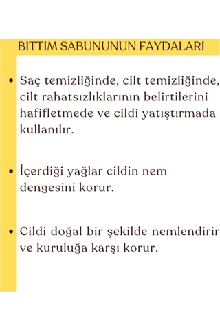 Doğal Bıttım Sabunu, Cilt Sorunları Için Katkısız El Yapımı Sabun 100gr